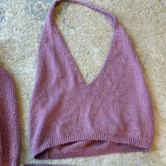 Free People Mauve Knit Skirt and Sweater Set three pieces. Worn once medium - Picture 4 of 7